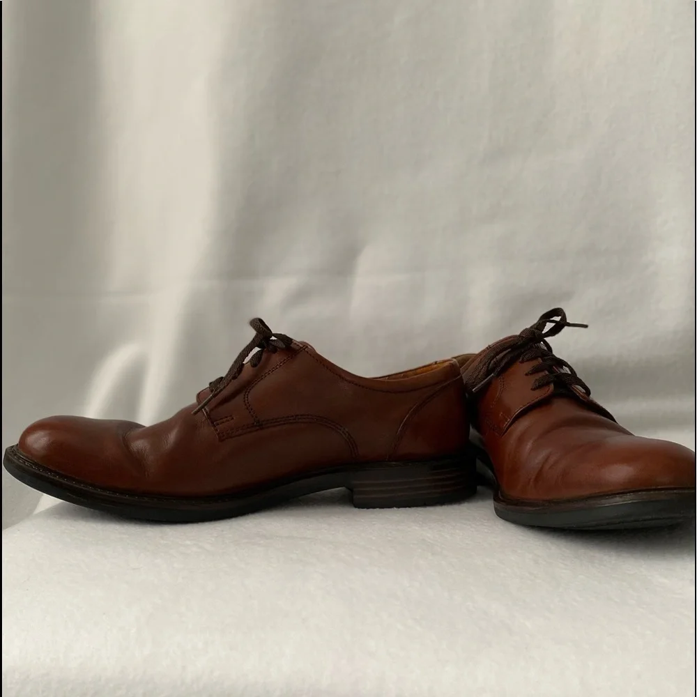 Johnston & Murphy Size 8 1/2 Mens Brown Leather Plain Toe Lace up Oxford